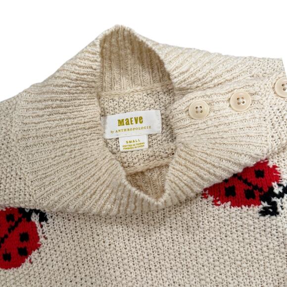 Anthropologie Maeve Ladybug Short Puff Sleeve Sweater - Picture 8 of 8